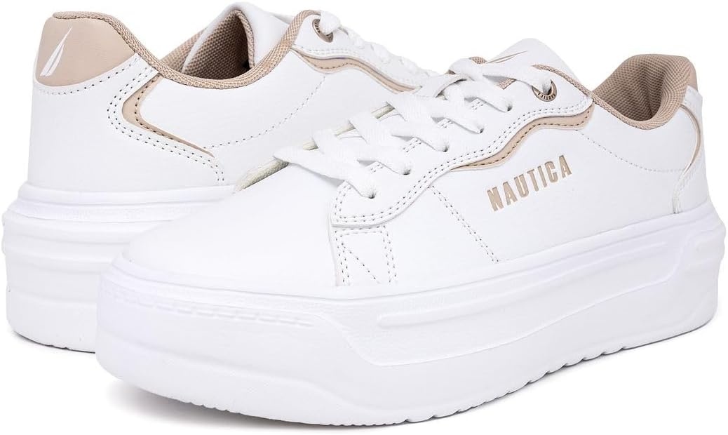 image:imageNautica Women Fashion Sneaker LaceUp Tennis Casual Shoes for LadiesWhite Sandhycrest