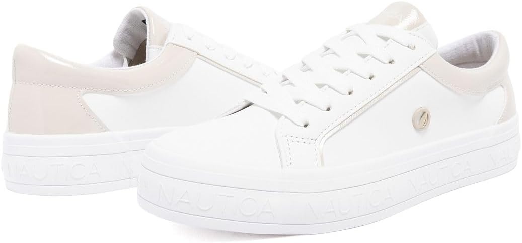 image:imageNautica Women Fashion Sneaker LaceUp Tennis Casual Shoes for LadiesWhite Sandosmanthus