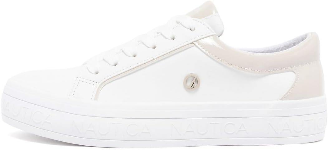 image:imageNautica Women Fashion Sneaker LaceUp Tennis Casual Shoes for LadiesWhite Sandosmanthus