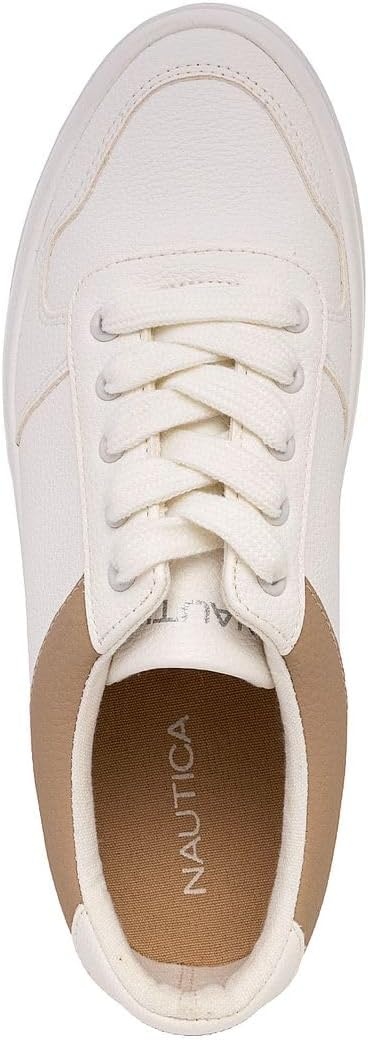 image:imageNautica Women Fashion Sneaker LaceUp Tennis Casual Shoes for LadiesWhite Taupe