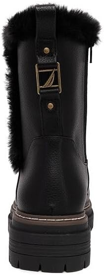 image:imageNautica Women Fur Chelsea Boots Winter Platform Chunky Low Heel Microsuede Comfortable amp Slip Resistant Ankle Mid Calf Boots for LadiesBlack