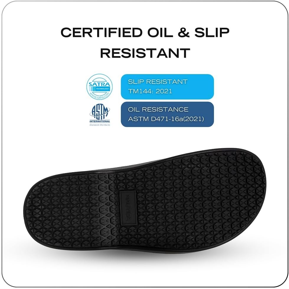 image:imageNautica Women Men Work Clogs Slides Slip Resistant Quick Drying Kitchen Shoes Cushioned Sandals with Arch SupportBlack