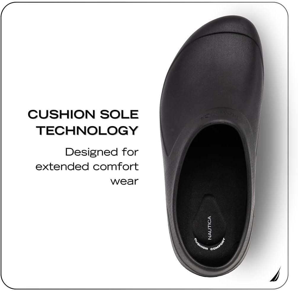 image:imageNautica Women Men Work Clogs Slides Slip Resistant Quick Drying Kitchen Shoes Cushioned Sandals with Arch SupportBlack