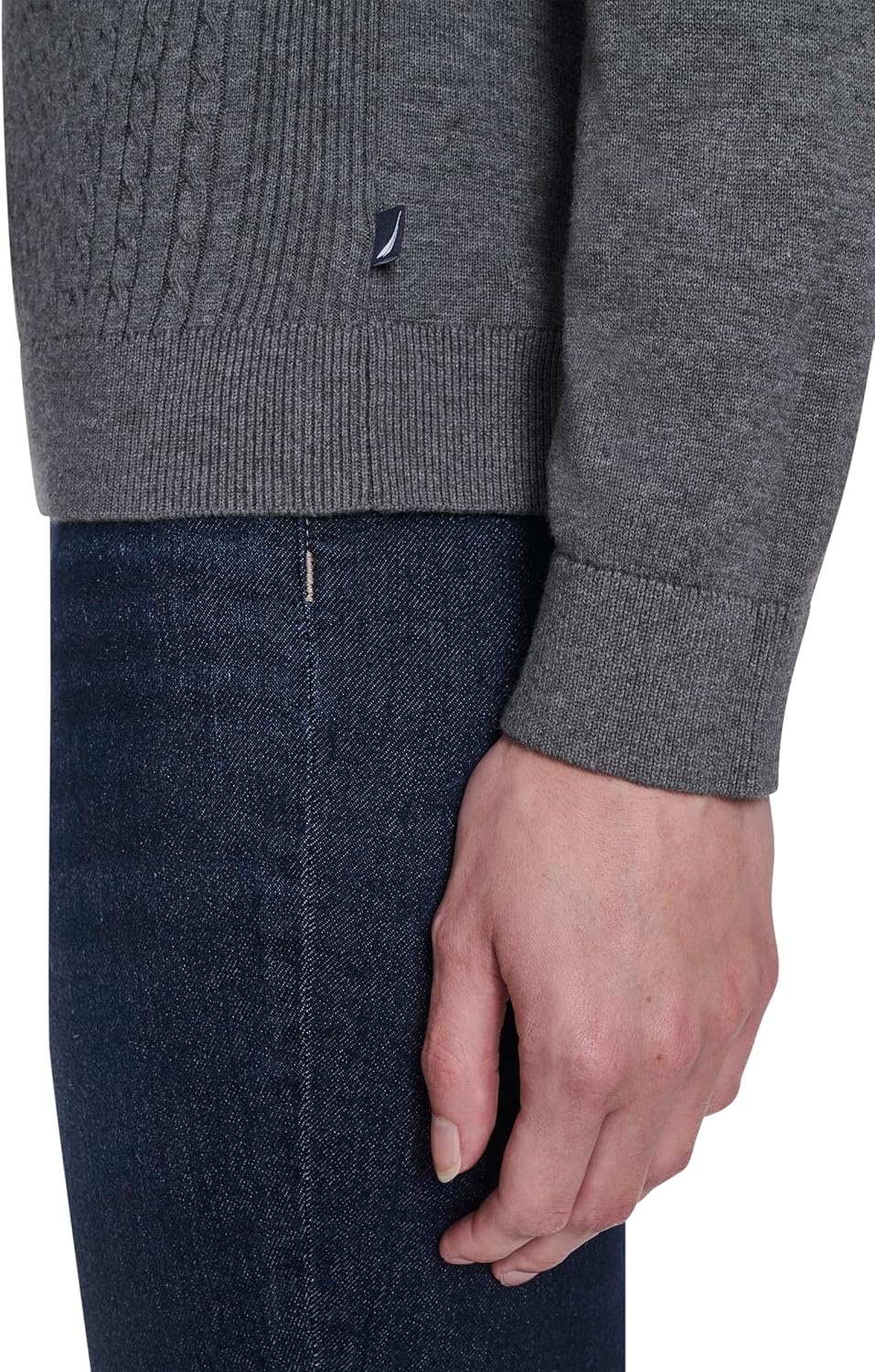 image:imageNautica Womens 14 Zip Mockneck Cable SweaterFog Heather
