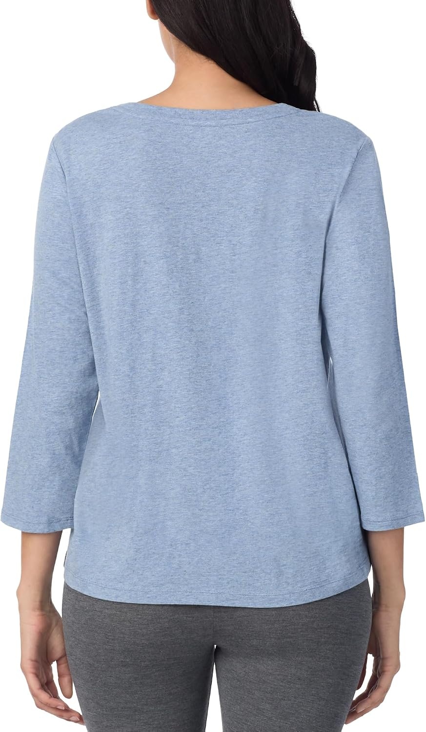 image:imageNautica Womens 34 Sleeve Sleep Shirt Lightweight Breathable Pajama Top Cotton Knit Jersey Crewneck Sleepwear Loungewear2 Pack BlackHeather Blue