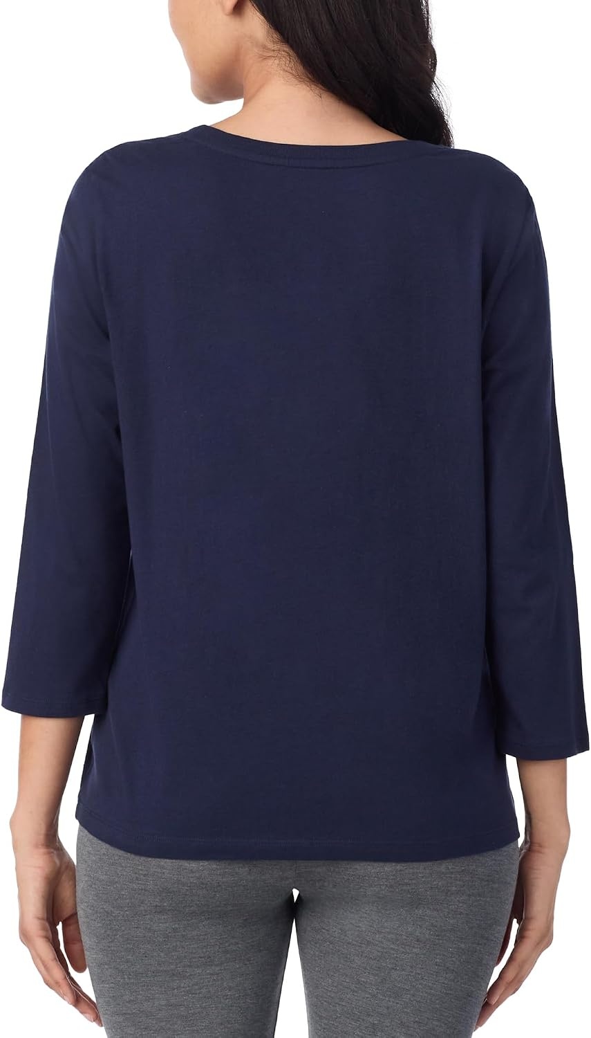 image:imageNautica Womens 34 Sleeve Sleep Shirt Lightweight Breathable Pajama Top Cotton Knit Jersey Crewneck Sleepwear LoungewearNavy