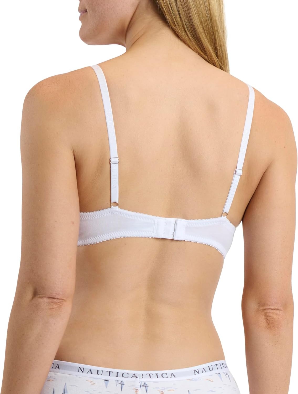 image:imageNautica Womens 3Pack Bras Cotton Blend Light Lift Everyday TShirt Bra SetMd Heather GreyLight MochaWhite