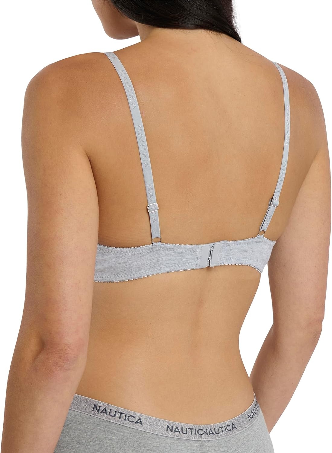 image:imageNautica Womens 3Pack Bras Cotton Blend Light Lift Everyday TShirt Bra SetMoon RayMd Heather GreyChainmetal