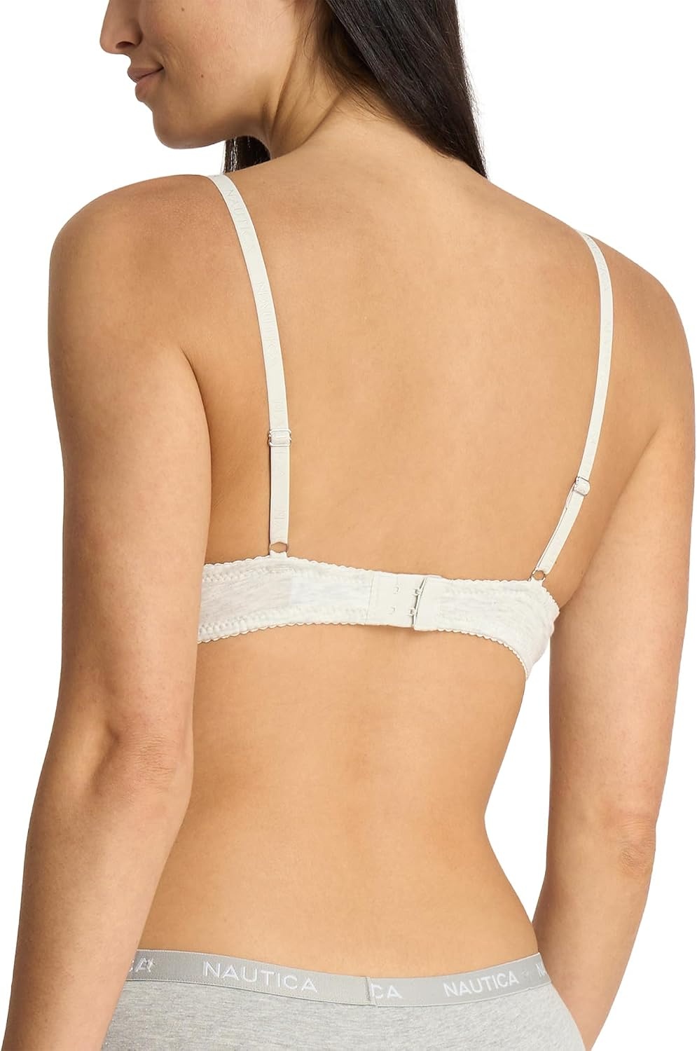 image:imageNautica Womens 3Pack Bras Cotton Blend Light Lift Everyday TShirt Bra SetZen GardenLt Heather GreyNavy Heather