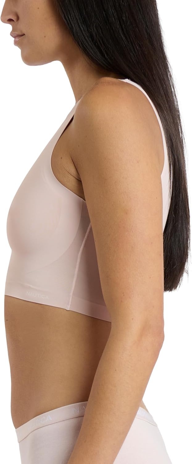 image:imageNautica Womens 3Pack Wireless Bra Laser Lounge NoShow Everyday Comfort BralettesPale SageSandy BeigeLight Mocha