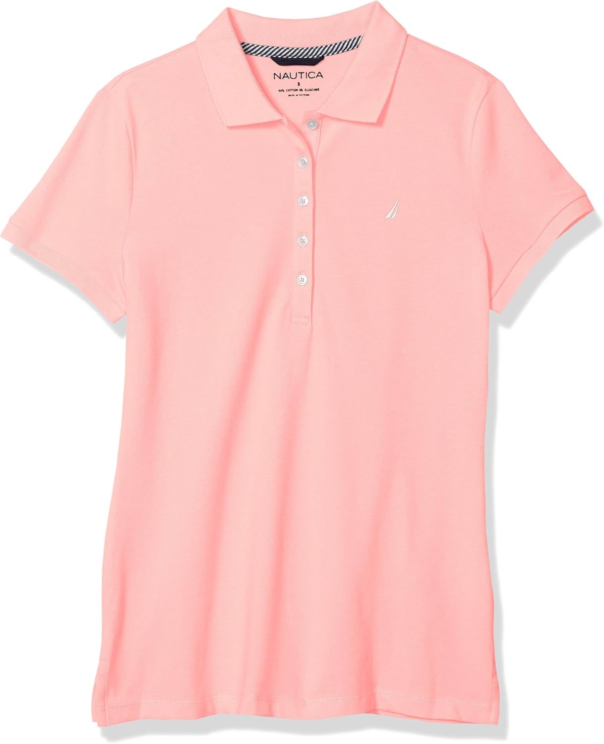image:imageNautica Womens 5Button Short Sleeve Breathable 100 Cotton Polo ShirtAloha Pink