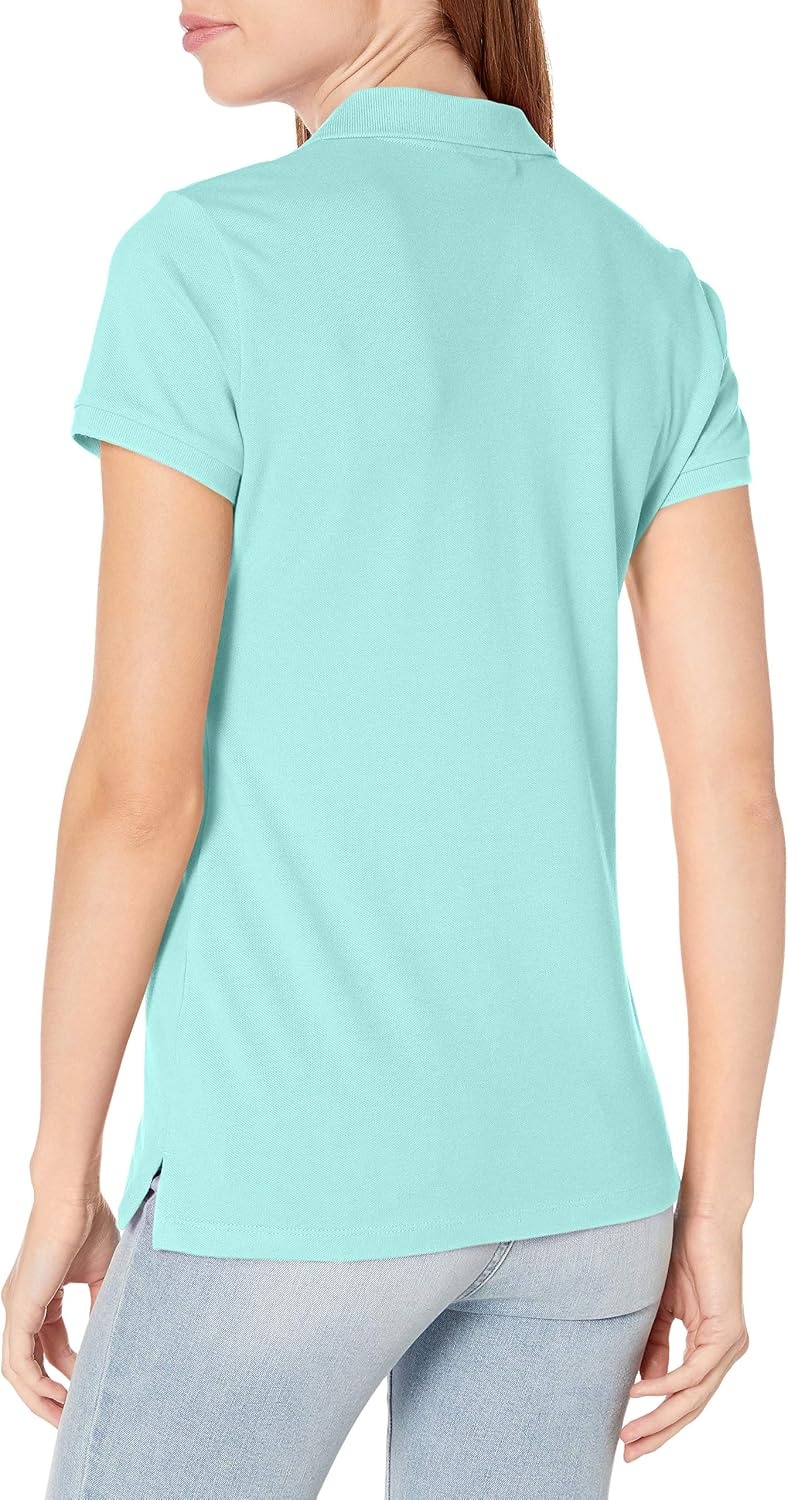 image:imageNautica Womens 5Button Short Sleeve Breathable 100 Cotton Polo ShirtAruba Blue