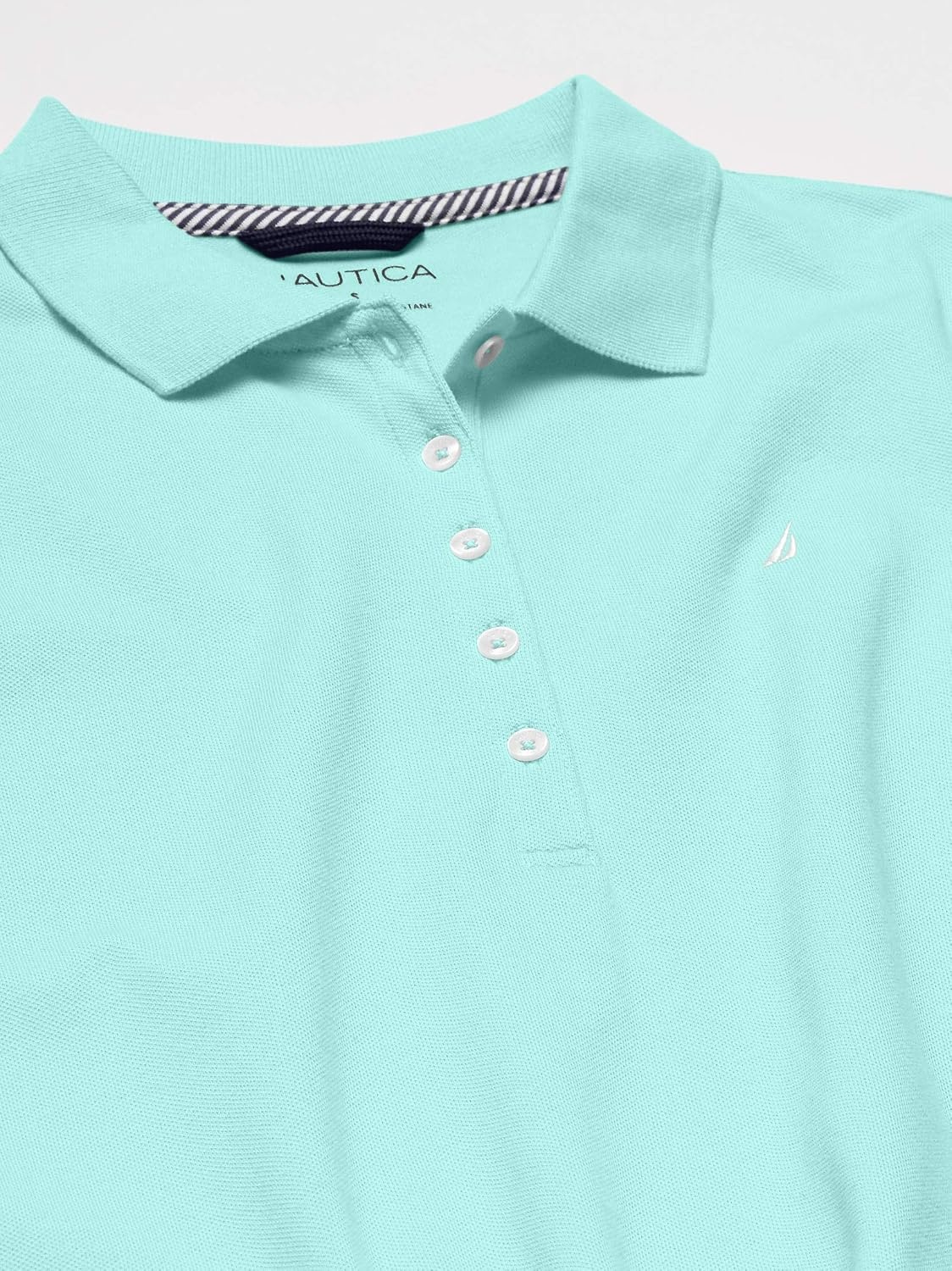 image:imageNautica Womens 5Button Short Sleeve Breathable 100 Cotton Polo ShirtAruba Blue