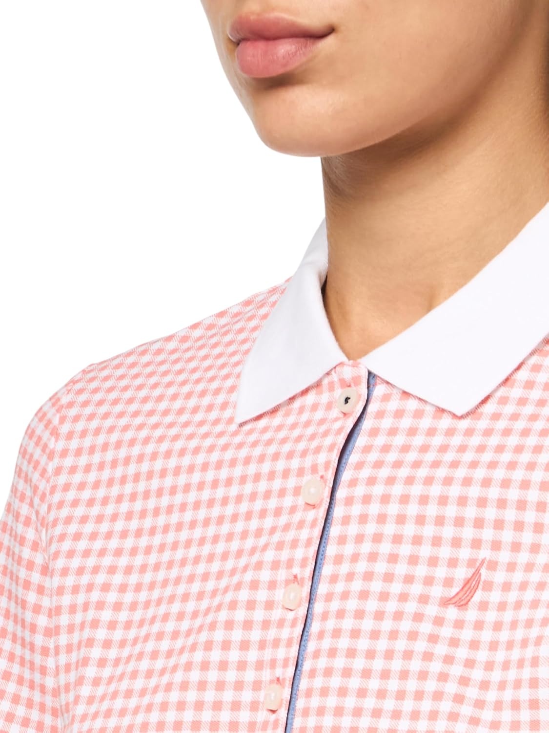image:imageNautica Womens 5Button Short Sleeve Breathable 100 Cotton Polo ShirtBloomBright White