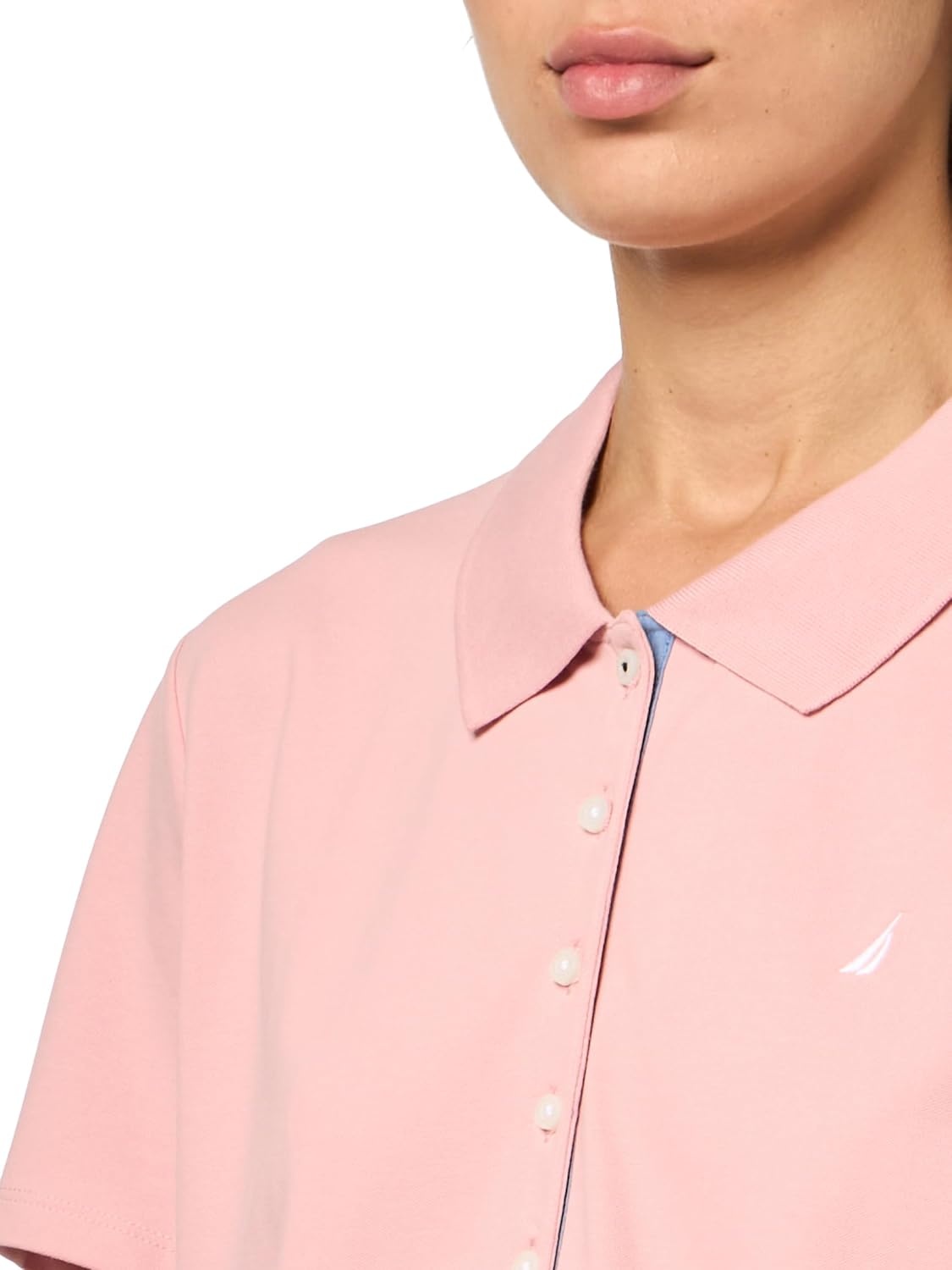 image:imageNautica Womens 5Button Short Sleeve Breathable 100 Cotton Polo ShirtBridal Rose