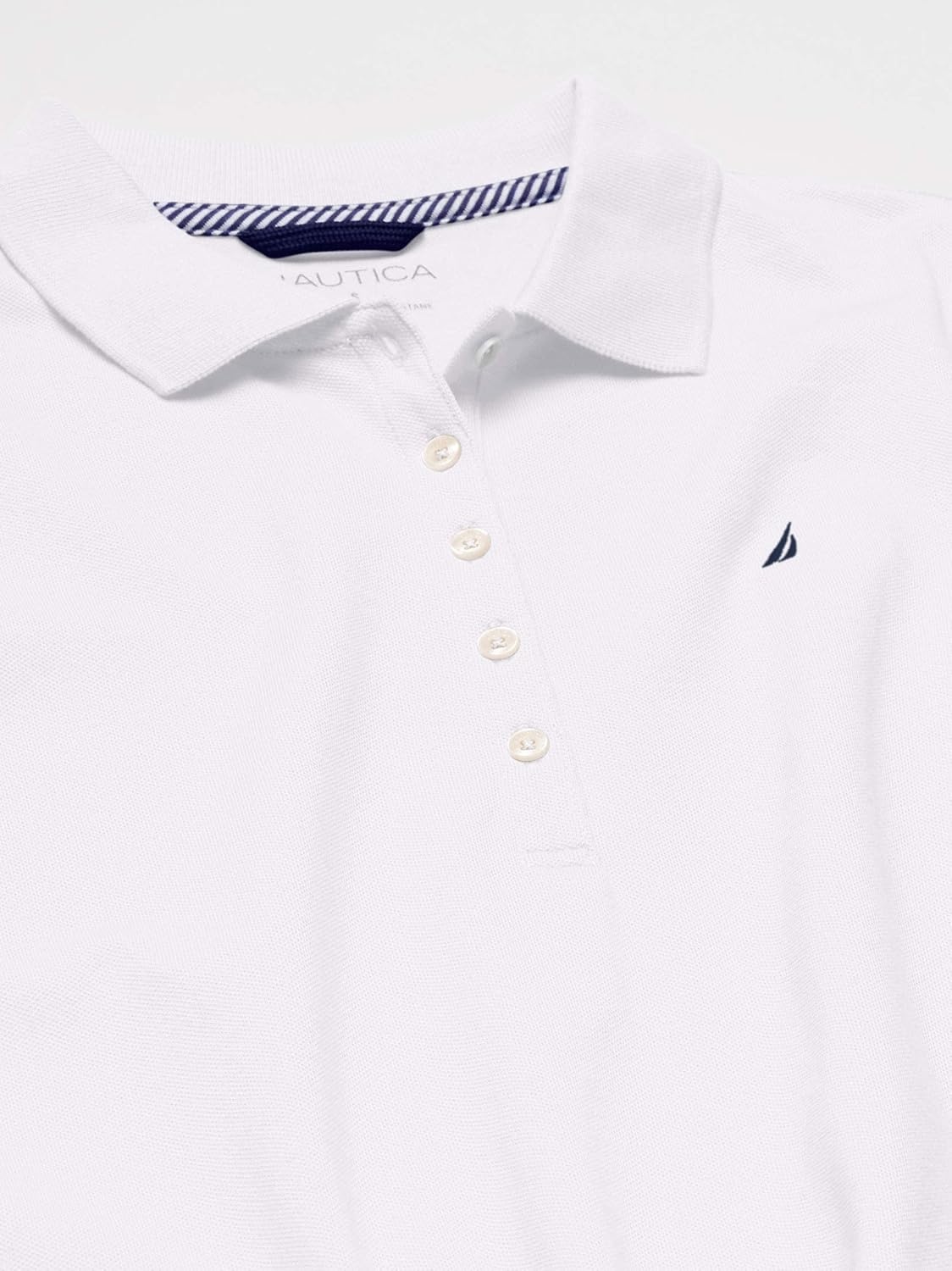 image:imageNautica Womens 5Button Short Sleeve Breathable 100 Cotton Polo ShirtBright White