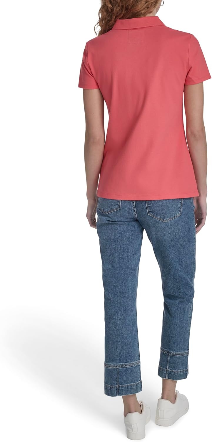 image:imageNautica Womens 5Button Short Sleeve Breathable 100 Cotton Polo ShirtCoralie