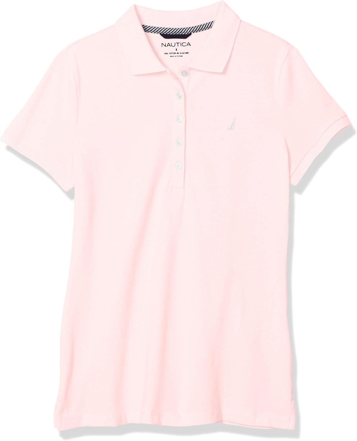 image:imageNautica Womens 5Button Short Sleeve Breathable 100 Cotton Polo ShirtCradle Pink