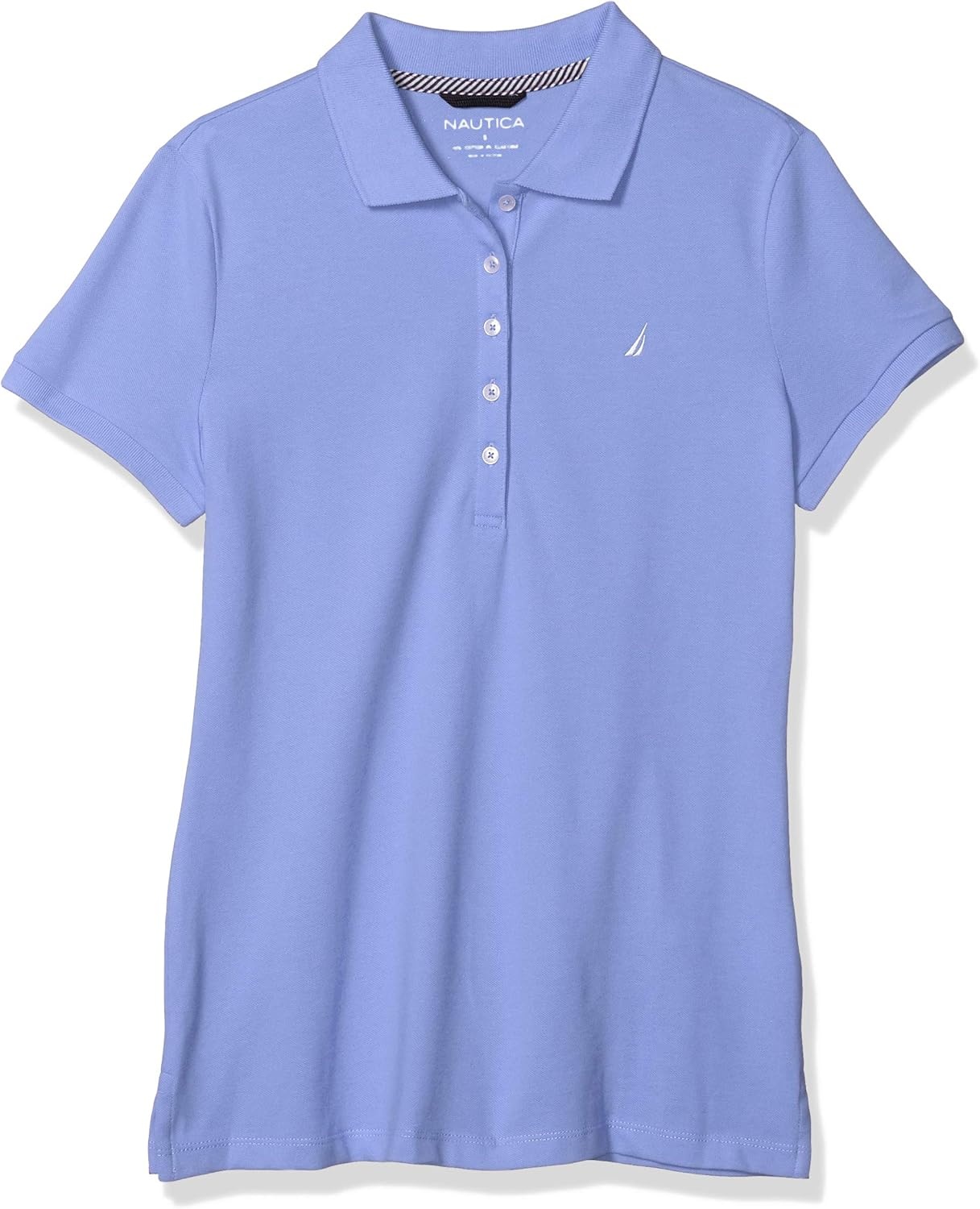 image:imageNautica Womens 5Button Short Sleeve Breathable 100 Cotton Polo ShirtDeep Peri