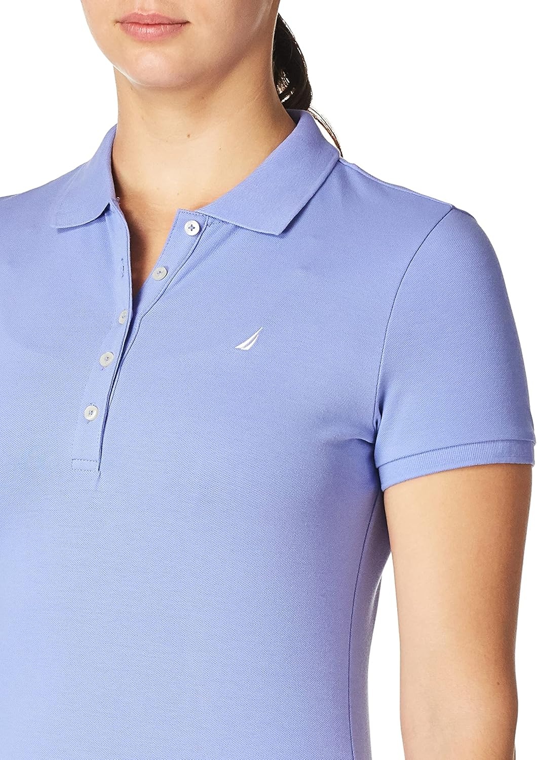 image:imageNautica Womens 5Button Short Sleeve Breathable 100 Cotton Polo ShirtDeep Peri