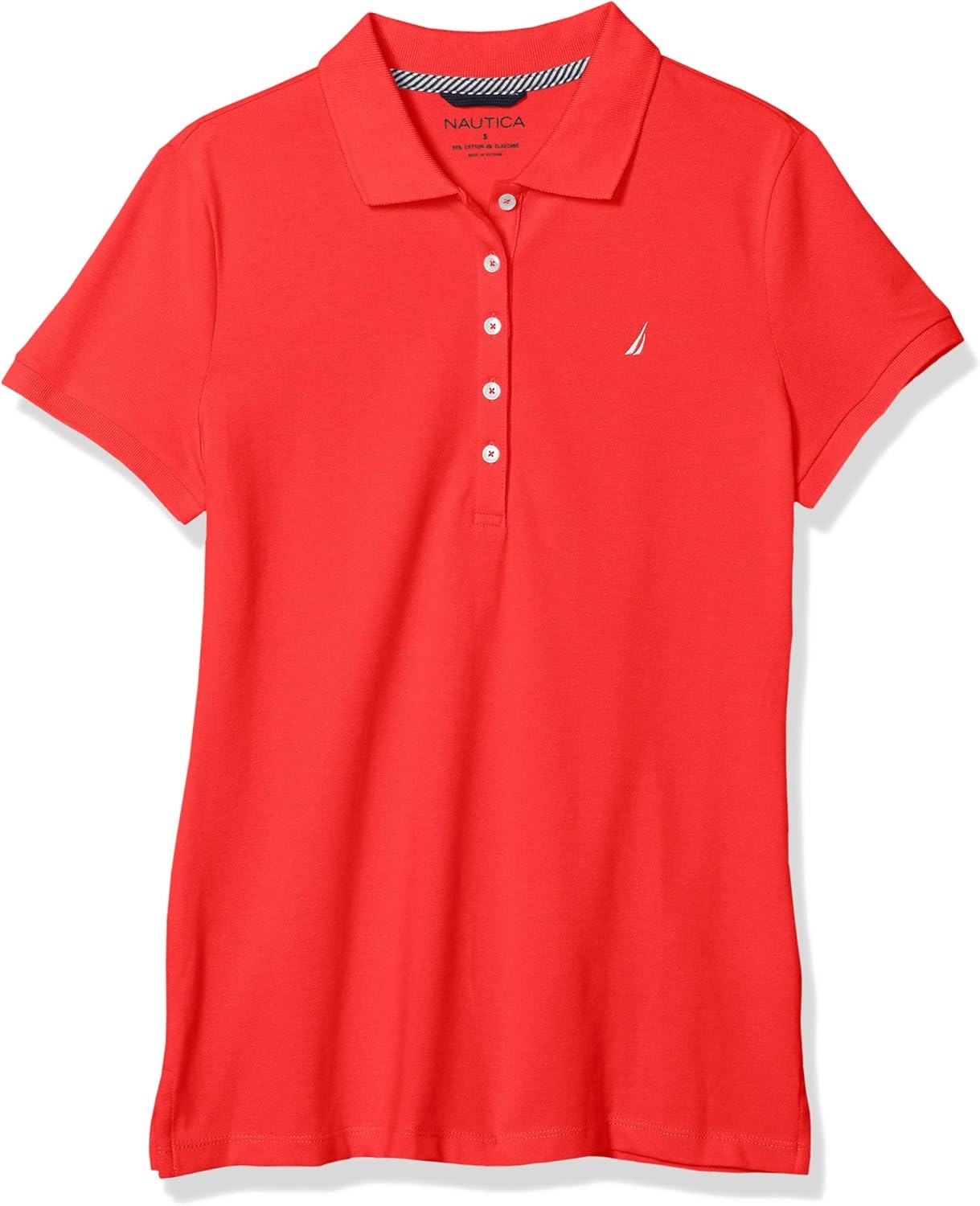 image:imageNautica Womens 5Button Short Sleeve Breathable 100 Cotton Polo ShirtHibiscus
