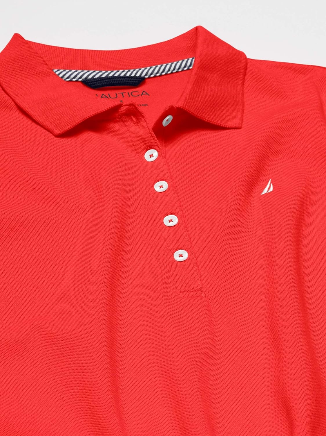 image:imageNautica Womens 5Button Short Sleeve Breathable 100 Cotton Polo ShirtHibiscus