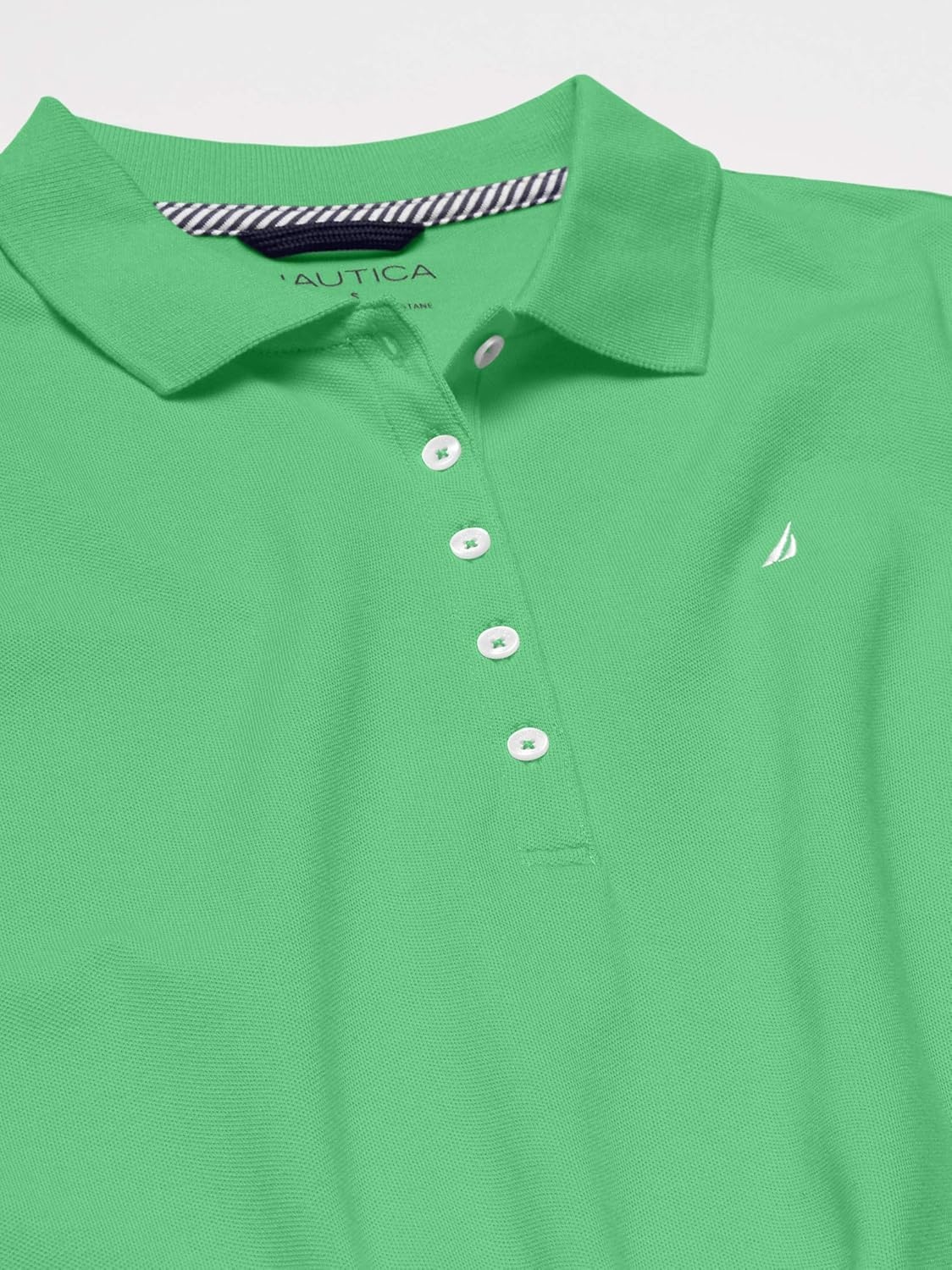 image:imageNautica Womens 5Button Short Sleeve Breathable 100 Cotton Polo ShirtLeaf Green