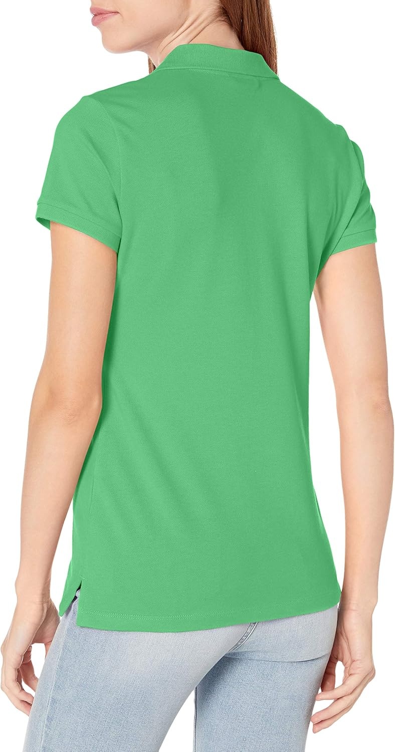 image:imageNautica Womens 5Button Short Sleeve Breathable 100 Cotton Polo ShirtLeaf Green