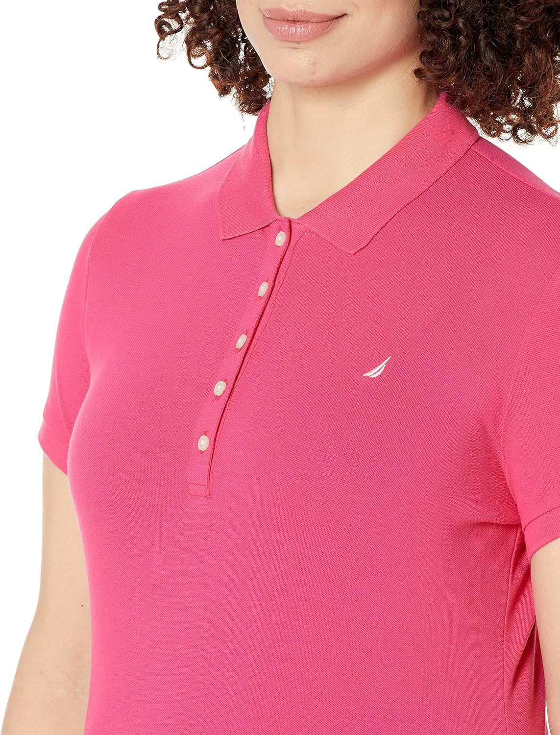image:imageNautica Womens 5Button Short Sleeve Breathable 100 Cotton Polo ShirtLeis Pink