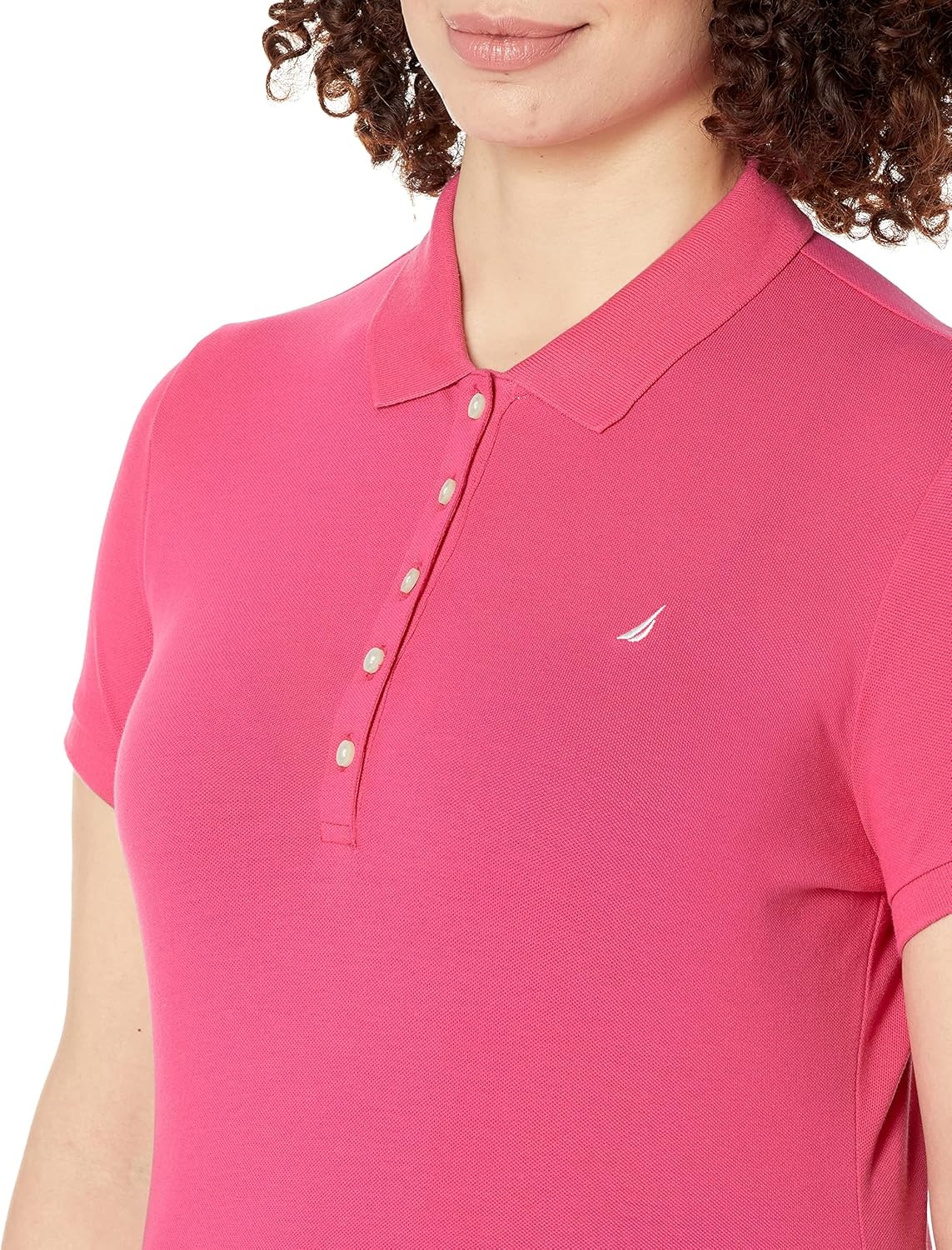 image:imageNautica Womens 5Button Short Sleeve Breathable 100 Cotton Polo ShirtLeis Pink