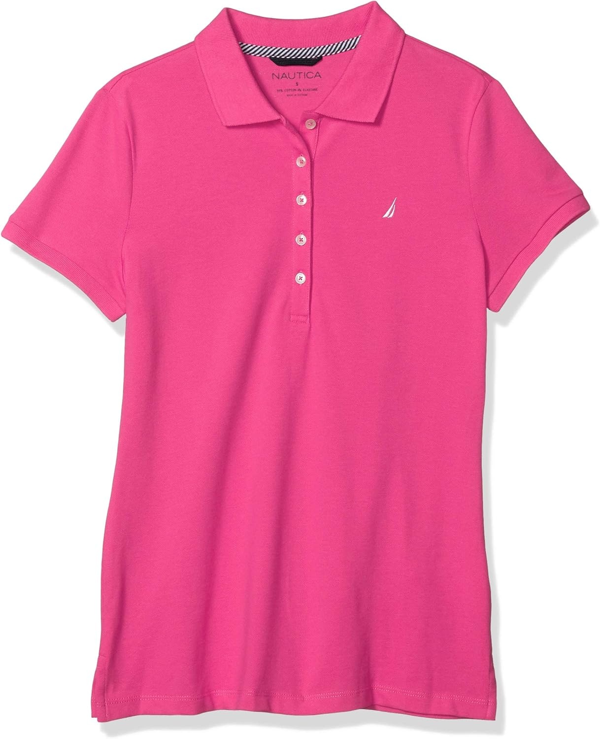 image:imageNautica Womens 5Button Short Sleeve Breathable 100 Cotton Polo ShirtLeis Pink
