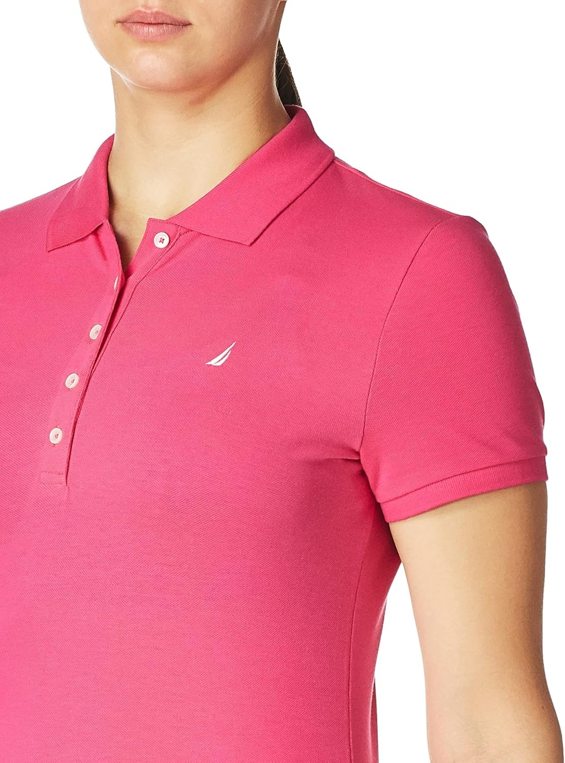 image:imageNautica Womens 5Button Short Sleeve Breathable 100 Cotton Polo ShirtLeis Pink