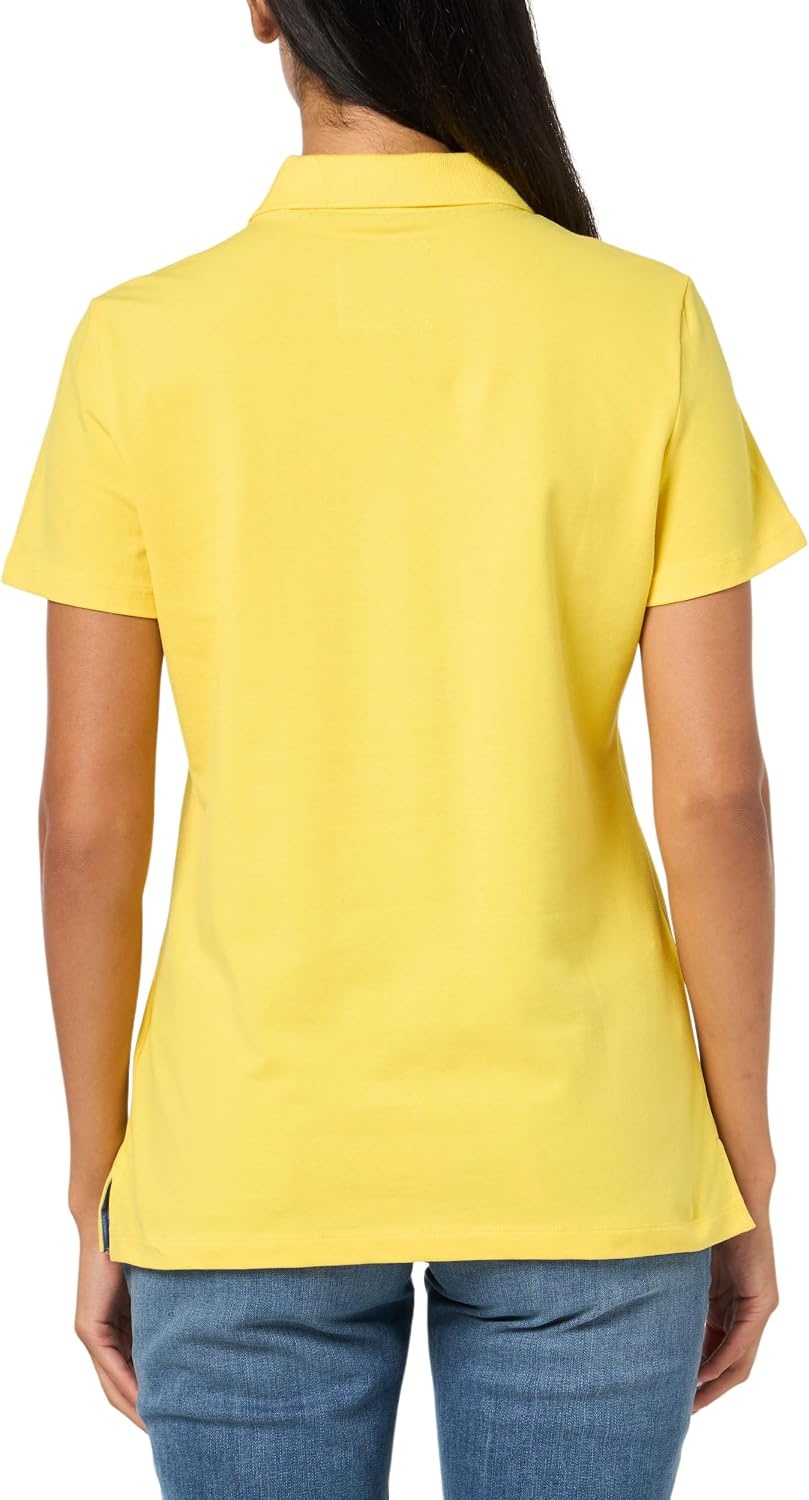 image:imageNautica Womens 5Button Short Sleeve Breathable 100 Cotton Polo ShirtLemon Zest