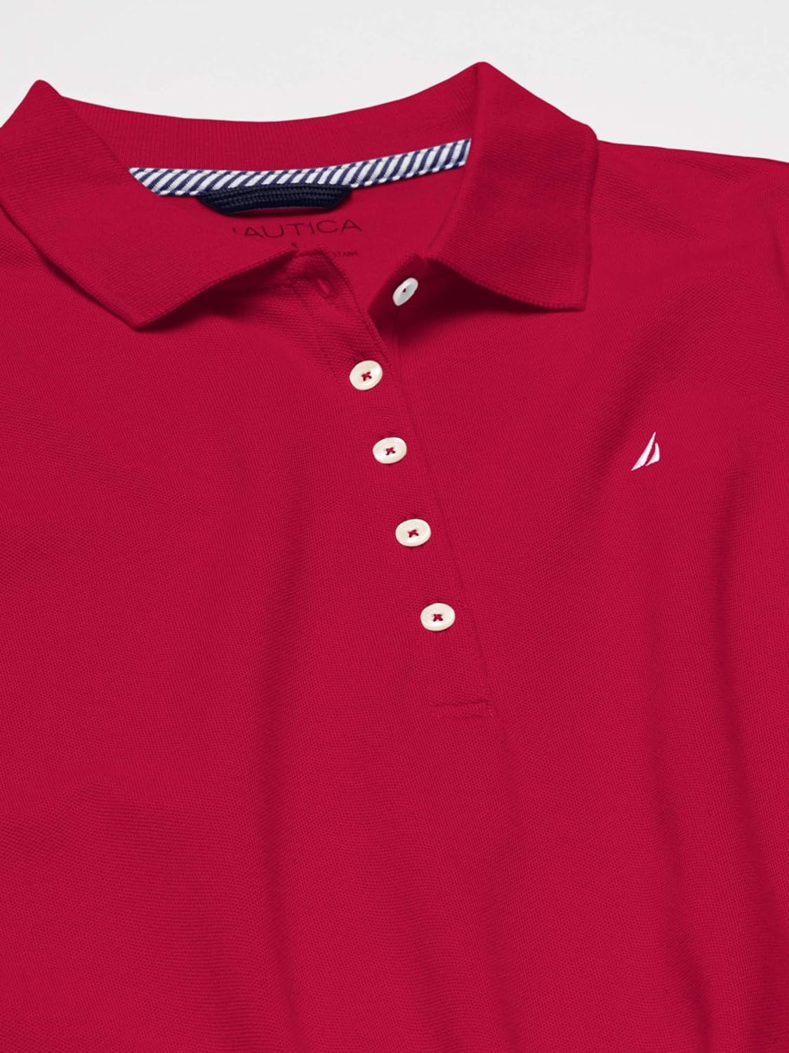 image:imageNautica Womens 5Button Short Sleeve Breathable 100 Cotton Polo ShirtNautica Red