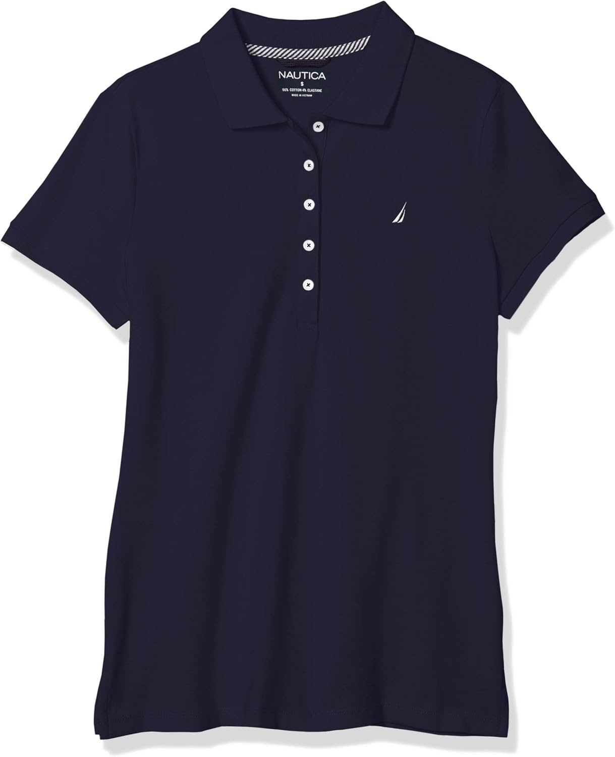 image:imageNautica Womens 5Button Short Sleeve Breathable 100 Cotton Polo ShirtNavy