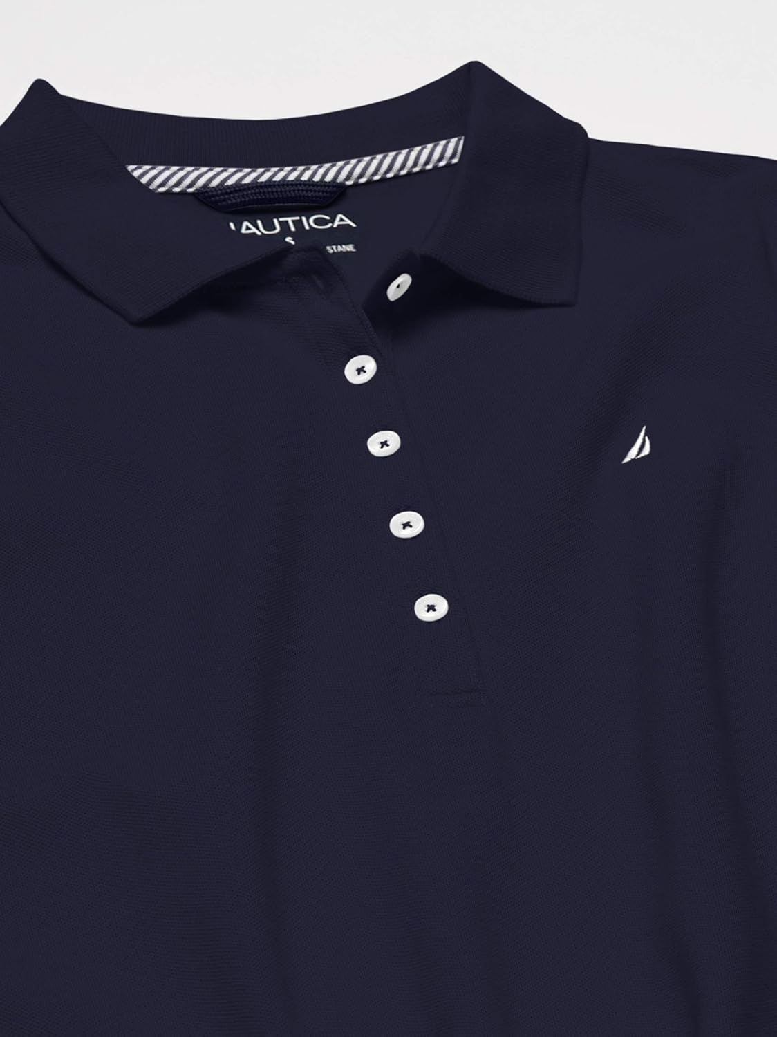 image:imageNautica Womens 5Button Short Sleeve Breathable 100 Cotton Polo ShirtNavy