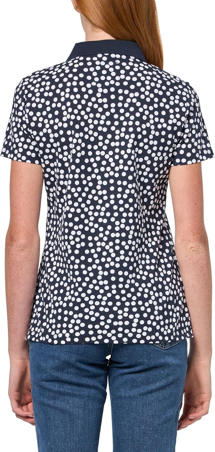 image:imageNautica Womens 5Button Short Sleeve Breathable 100 Cotton Polo ShirtNew Night SkyBright White
