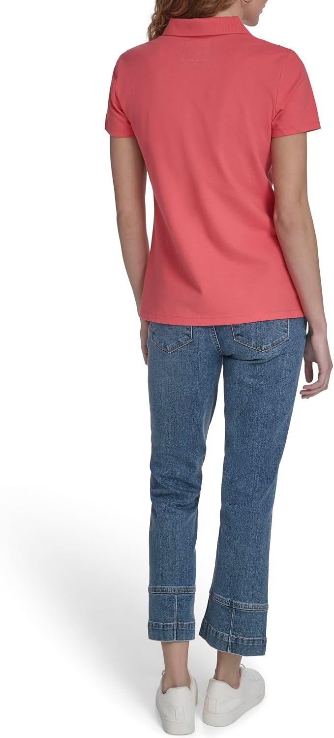 image:imageNautica Womens 5Button Short Sleeve Breathable 100 Cotton Polo ShirtPeony