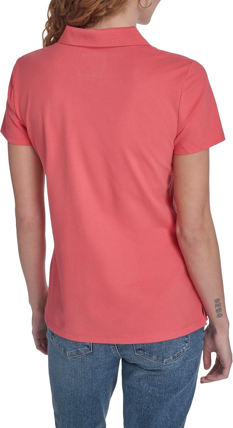 image:imageNautica Womens 5Button Short Sleeve Breathable 100 Cotton Polo ShirtPeony