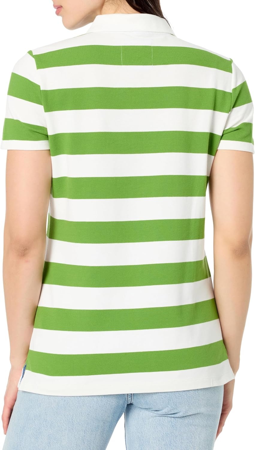 image:imageNautica Womens 5Button Short Sleeve Breathable 100 Cotton Polo ShirtSalted LimeBright White
