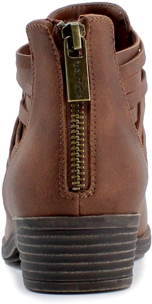 image:imageNautica Womens Ankle Boot with Side Zipper Stylish Dress Boot for Women Featuring a Low Heel Chic Design and Versatile Sizing The Perfect Ankle Bootie for Dressy and Casual Occasions AlaraCognacbraid