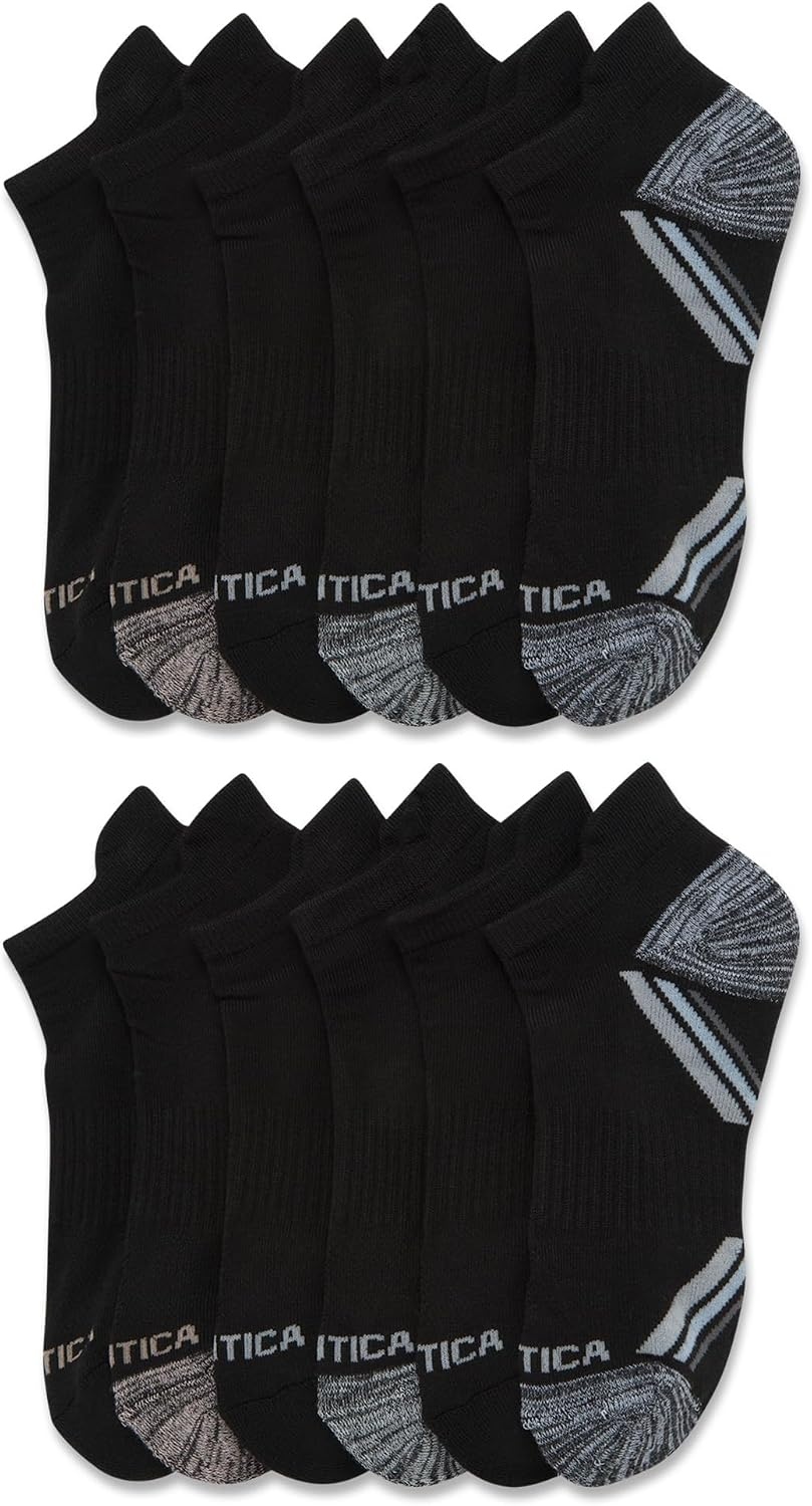 image:imageNautica Womens Ankle Socks 12 Pack Breathable Mesh Cushioned Low Cut Socks for Women Gym Athletic Womens Socks 410BlackGrey
