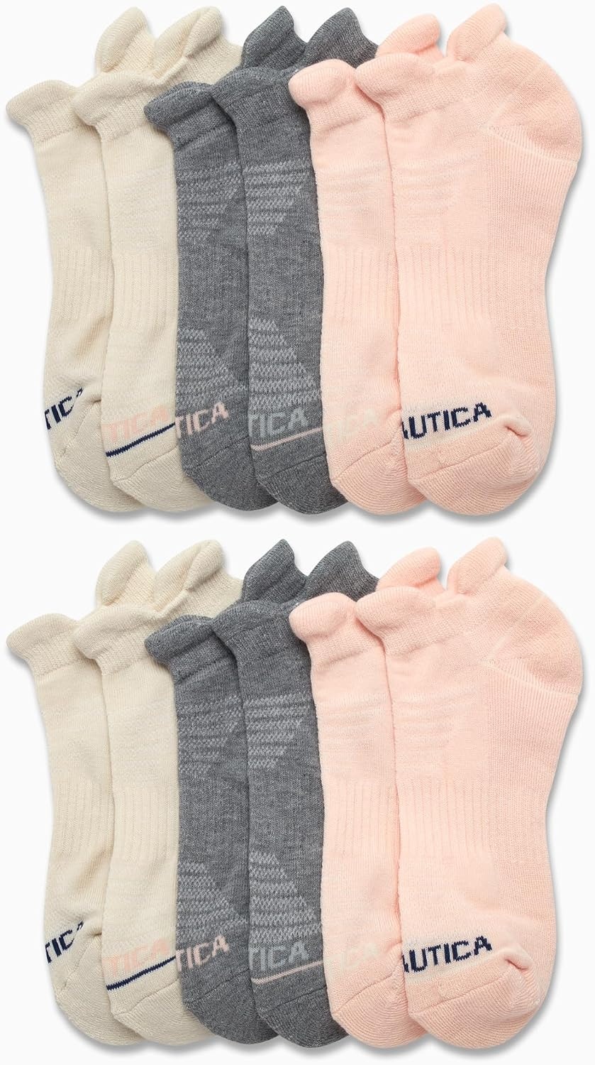 image:imageNautica Womens Ankle Socks 12 Pack Breathable Mesh Cushioned Low Cut Socks for Women Gym Athletic Womens Socks 410Pink Assorted