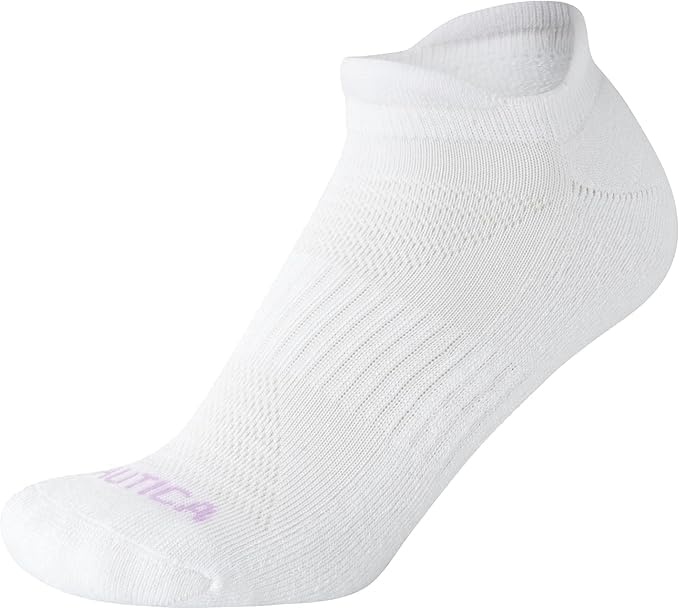 image:imageNautica Womens Ankle Socks 12 Pack Breathable Mesh Cushioned Low Cut Socks for Women Gym Athletic Womens Socks 410White