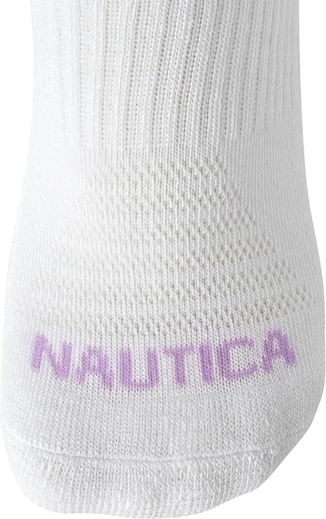 image:imageNautica Womens Ankle Socks 12 Pack Breathable Mesh Cushioned Low Cut Socks for Women Gym Athletic Womens Socks 410White