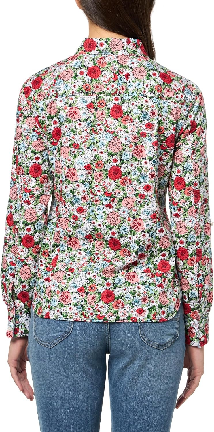 image:imageNautica Womens Button Front Long Sleeve Roll Tab ShirtBloom Multi