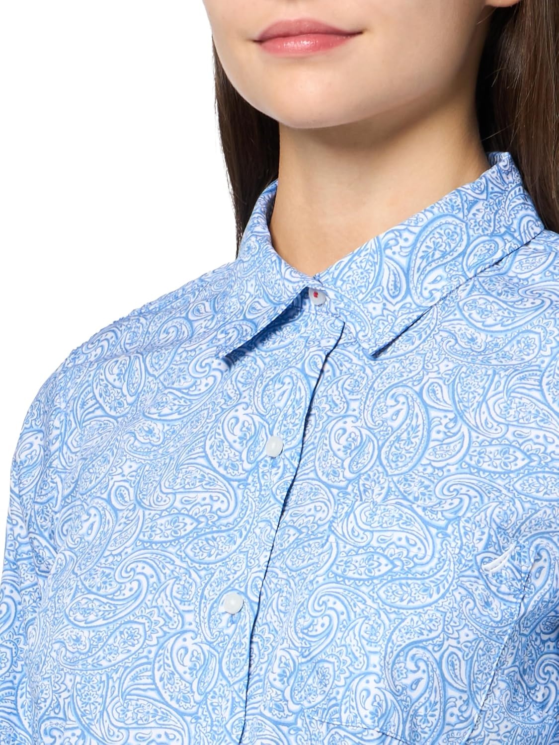 image:imageNautica Womens Button Front Long Sleeve Roll Tab ShirtBlue Haze Multi