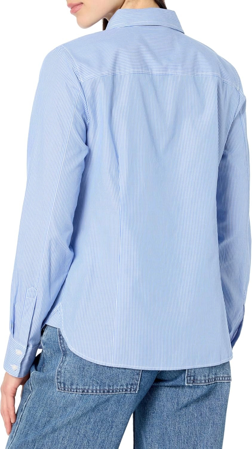 image:imageNautica Womens Button Front Long Sleeve Roll Tab ShirtBlueWhite