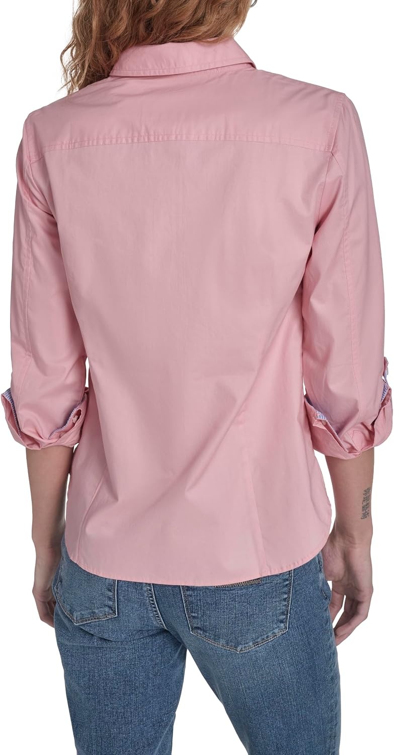 image:imageNautica Womens Button Front Long Sleeve Roll Tab ShirtBridal Rose