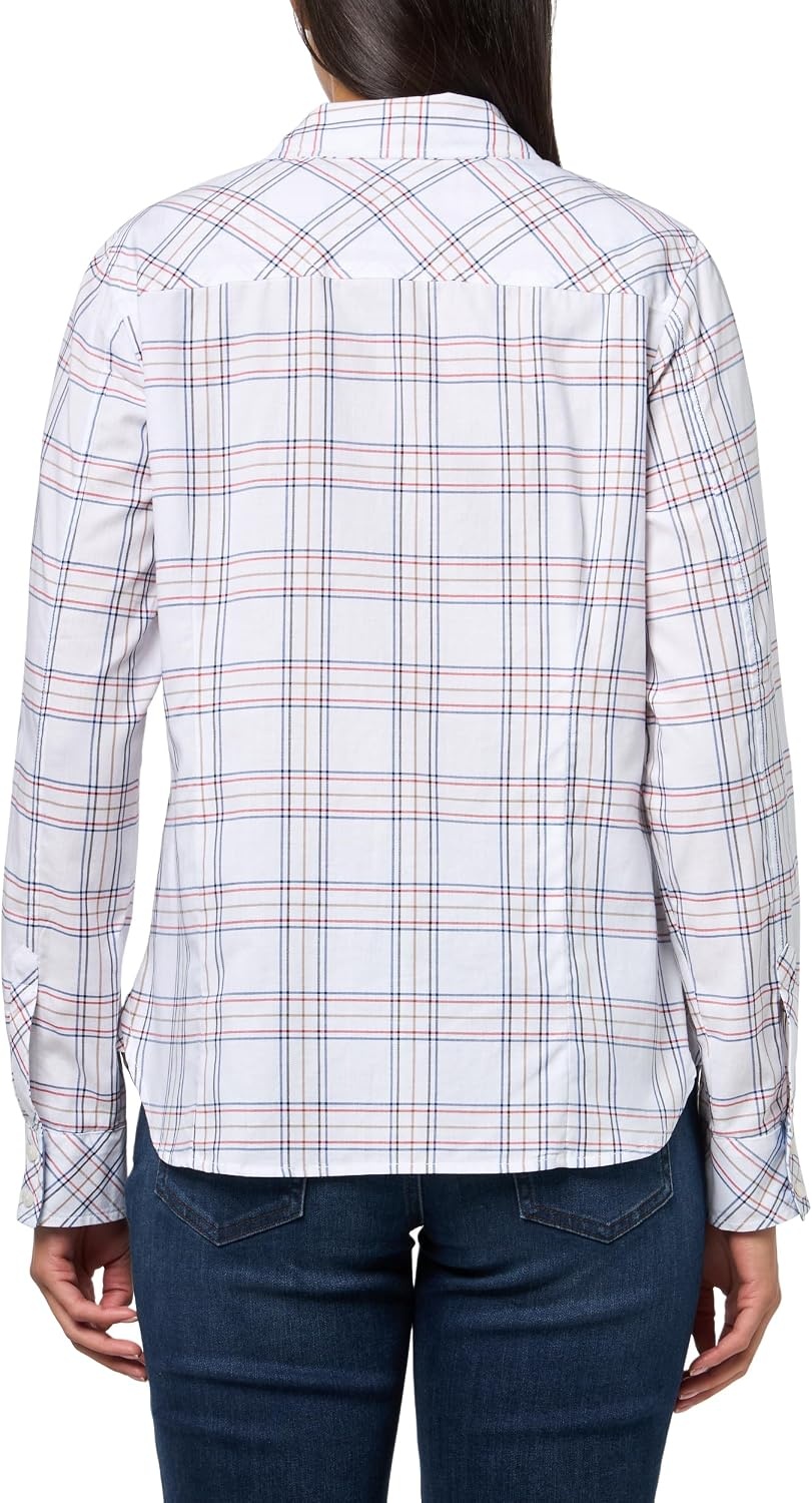 image:imageNautica Womens Button Front Long Sleeve Roll Tab ShirtBright White Multi